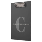 名スタイリッシュモノグラムの前プロフェッショナル黒灰色 クリップボード (左)