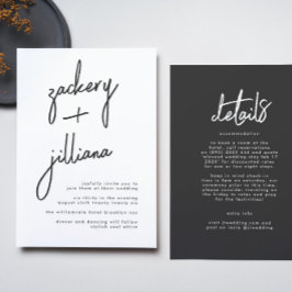 名スタイリッシュ前 |バックモダン詳細の結婚 招待状