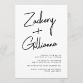 名スタイリッシュ前 |モダン白黒結婚の招待 招待状 (正面)