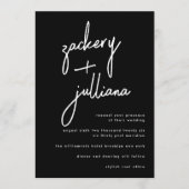 名スタイリッシュ前 |モダン白黒結婚ズ 招待状 (正面)