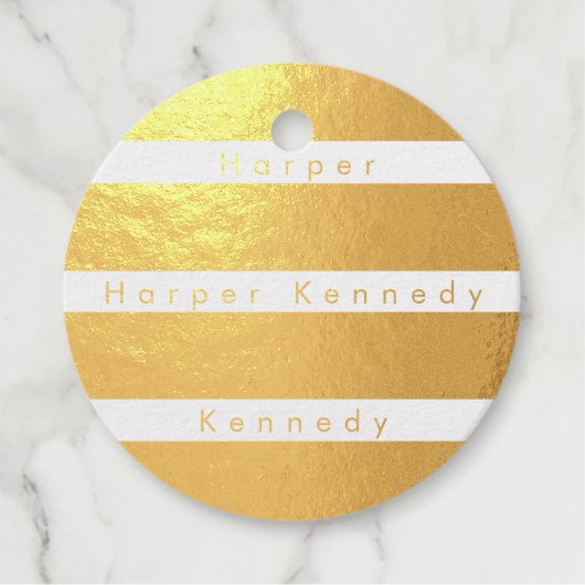 名ストライプの実在金箔 フェイバータグ (正面)