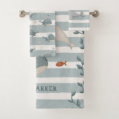 名ストライプ付きクジラ バスタオルセット (インサイチュ)