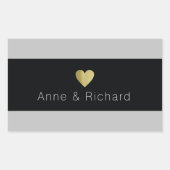 名ストライプ前の黒い結婚愛 長方形シール (正面)