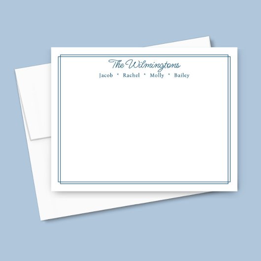 名ネイビーブルー縁どクラシック文具 ノートカード