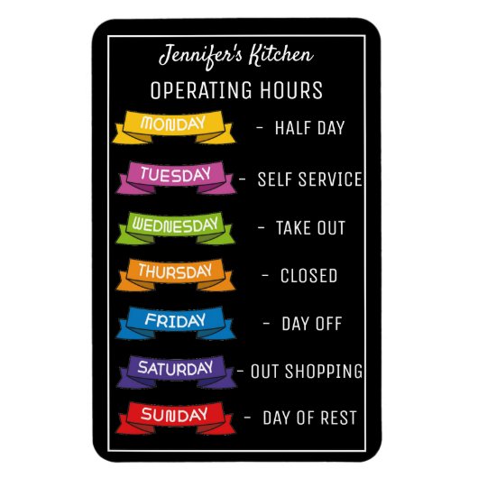 名パーソナライズされたおもしろい厨房の営業時間M マグネット (縦)
