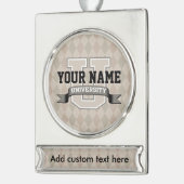 名パーソナライズされたおもしろい学大カッコいい学 シルバープレートバナーオーナメント (左)