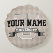 名パーソナライズされたおもしろい学大カッコいい学 ラウンドクッション (裏面)