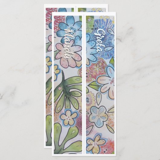 名パーソナライズされたお洒落前フローラの2つのブックマーク (正面/裏面)