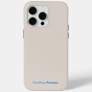 名パーソナライズされたエレガントシンプル名Quill Gray Blue iPhone 15 Pro Maxケース