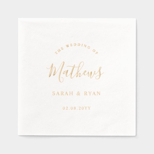 名パーソナライズされたエレガント結婚前 箔ナプキン (正面)