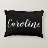 名パーソナライズされたエレガント黒のミニマリスト アクセントクッション (裏面)