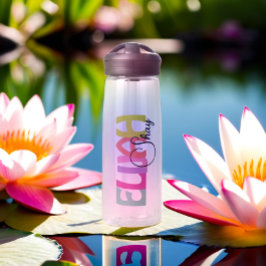 名パーソナライズされたカラフル前Pink Blue Violet文字 ウォーターボトル