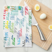 名パーソナライズされたカラフル キッチンタオル (四つ折り)