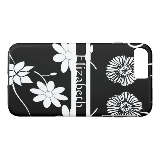 名パーソナライズされたガーリー前の白黒のフローラ Case-Mate iPhoneケース (裏面(横))