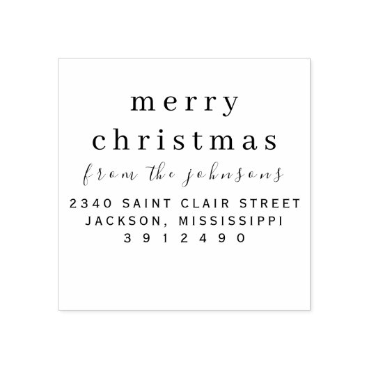 名パーソナライズされたシンプル名モダンクリスマス ラバースタンプ (インプリント)