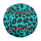 名パーソナライズされたターコイズヒョウ柄 野球ボール (裏面)