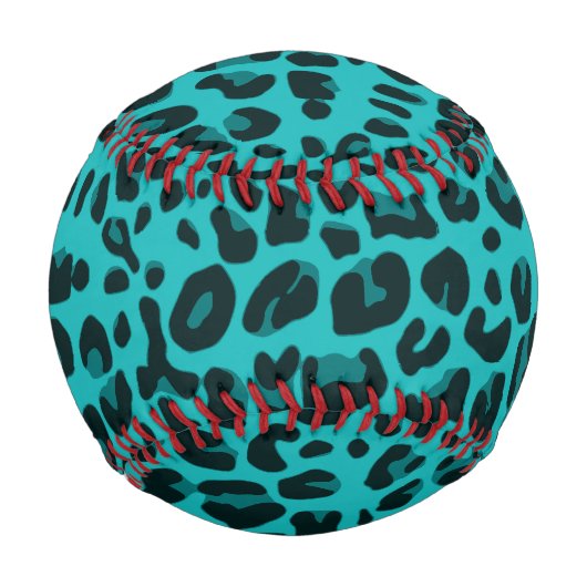 名パーソナライズされたターコイズヒョウ柄 野球ボール (裏面)