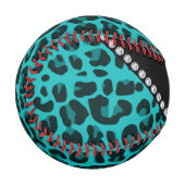 名パーソナライズされたターコイズヒョウ柄 野球ボール (正面左)