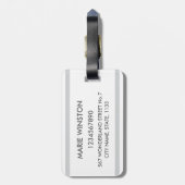 名パーソナライズされたモダンストライプのモノグラム ラゲッジタグ (裏面縦)