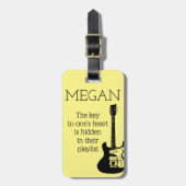 名パーソナライズされたモダンミニマル前ギターL ラゲッジタグ (正面縦)