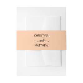 名パーソナライズされたモダン前ピーチ結婚オレンジ 招待状ベリーバンド