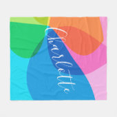 名パーソナライズされたモダン鮮やか抽象芸術はっきりした フリースブランケット (正面(横))