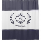 名パーソナライズされたモノグラムのイニシャル青 シャワーカーテン (正面)