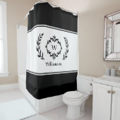 名パーソナライズされたモノグラムの名イニシャル白黒 シャワーカーテン (インサイチュ)