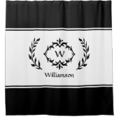 名パーソナライズされたモノグラムの名イニシャル白黒 シャワーカーテン (正面)