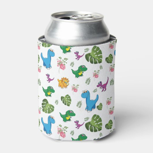 名パーソナライズされた前おもしろい恐竜、葉 缶クーラー (缶正面)