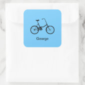 名パーソナライズされた前が明るい青の自転車 スクエアシール (バッグ)