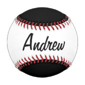 名パーソナライズされた前が白黒の野球 野球ボール (裏面)