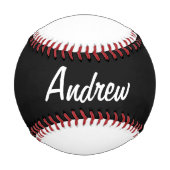 名パーソナライズされた前が白黒の野球 野球ボール (正面)