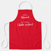 名パーソナライズされた前とすごい電源赤と白 エプロン (正面)