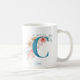 名パーソナライズされた前とアルファベット付きコーヒーマグC コーヒーマグカップ