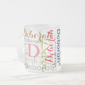 名パーソナライズされた前とイニシャルタイポグラフィ フロストグラスマグカップ (正面左)