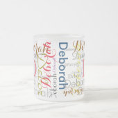 名パーソナライズされた前とイニシャルタイポグラフィ フロストグラスマグカップ (中央)