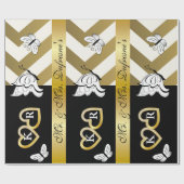 名パーソナライズされた前とイニシャル結婚/記念日 ラッピングペーパー (フラット)