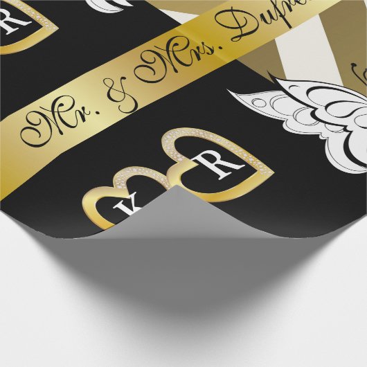 名パーソナライズされた前とイニシャル結婚/記念日 ラッピングペーパー (角)