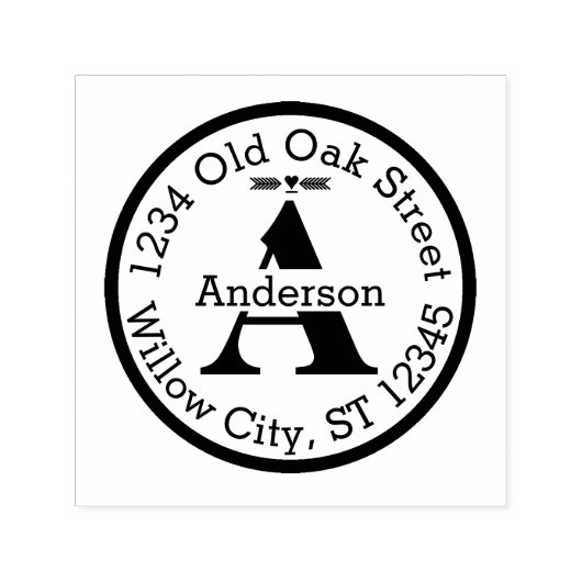 名パーソナライズされた前と住所モノグラム セルフインキングスタンプ (デザイン)