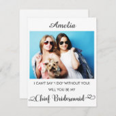 名パーソナライズされた前と写真のBridesmaid Proposal サンキューカード (正面/裏面)