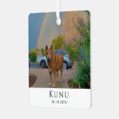 名パーソナライズされた前と写真犬のペット記念碑 メタルオーナメント (正面左)