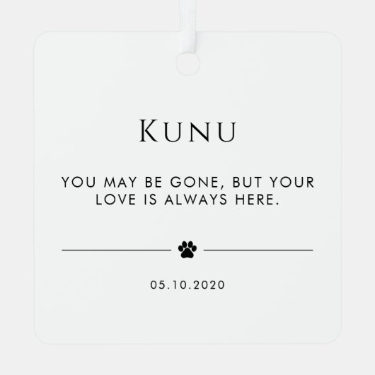 名パーソナライズされた前と写真犬のペット記念碑 メタルオーナメント (裏面)