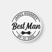 名パーソナライズされた前と日付の結婚花婿介添人 マグネット (正面)
