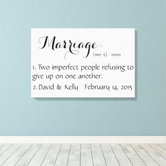 名パーソナライズされた前と日付ウォールアート キャンバスプリント (インサイチュ (ウッドフロア))