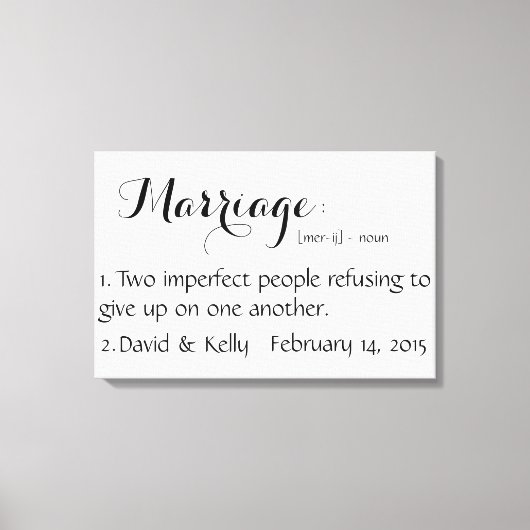 名パーソナライズされた前と日付ウォールアート キャンバスプリント (正面)