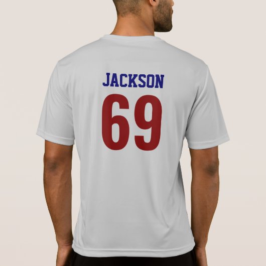 名パーソナライズされた前と番号の運動シャツ Tシャツ (裏面)