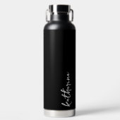 名パーソナライズされた前のスクリプトのミニマリストを黒にする ウォーターボトル (正面)