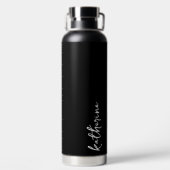 名パーソナライズされた前のスクリプトのミニマリストを黒にする ウォーターボトル (背面)