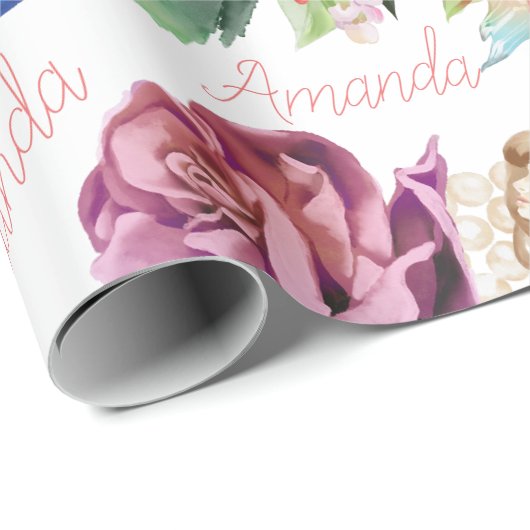 名パーソナライズされた前の人魚かわいらし ラッピングペーパー (ロールコーナー)